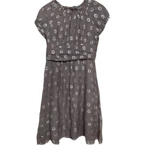 Vintage Alleanza Silk Metallic Party Dress | Made in USA, Puff Sleeves, 8, RARE